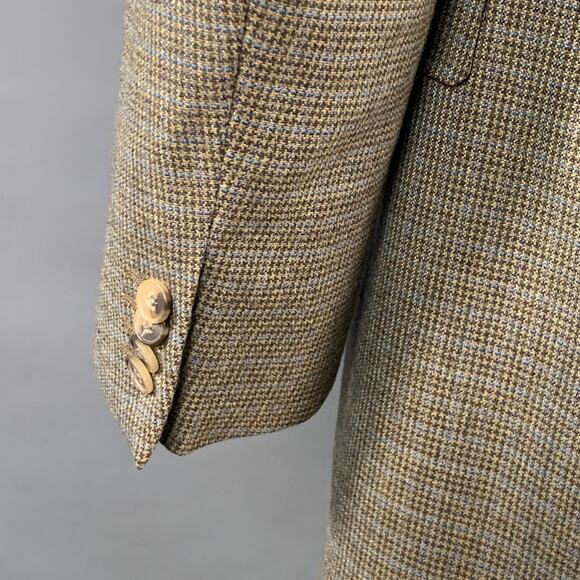 ERMENEGILDO ZEGNA Size 44 Long Grey Blue Houndstooth Wool Sport Coat - Picture 5 of 8